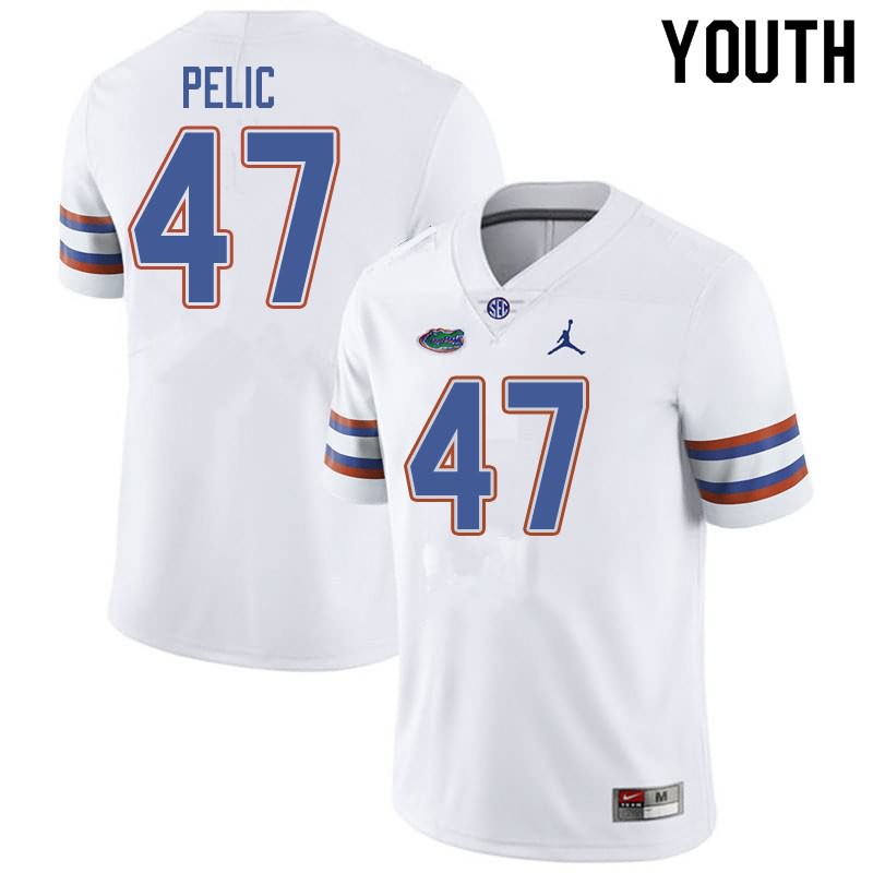 NCAA Florida Gators Justin Pelic Youth #47 Jordan Brand White Stitched Authentic College Football Jersey DGK3264DF